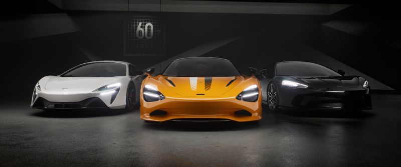 McLaren Artura, McLaren 750S, McLaren GT, Dark background, 5K, 8K