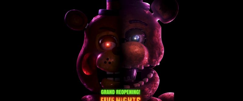 Toy Freddy, Withered Freddy, Five Nights at Freddy's 2, 8K, Black background, 5K, Freddy Fazbear, Freddy (FANF), 2025 Movies