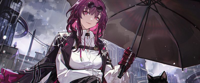 Kafka (Honkai: Star Rail), 5K, Purple aesthetic, Umbrella