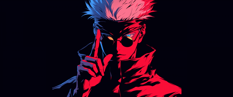 Satoru Gojo, JJK, AMOLED, 5K, Black background, Red aesthetic, Jujutsu Kaisen