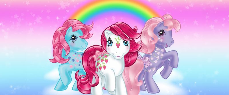 My Little Pony, Friends, Unicorn, Rainbow colors, Glitter background, 5K