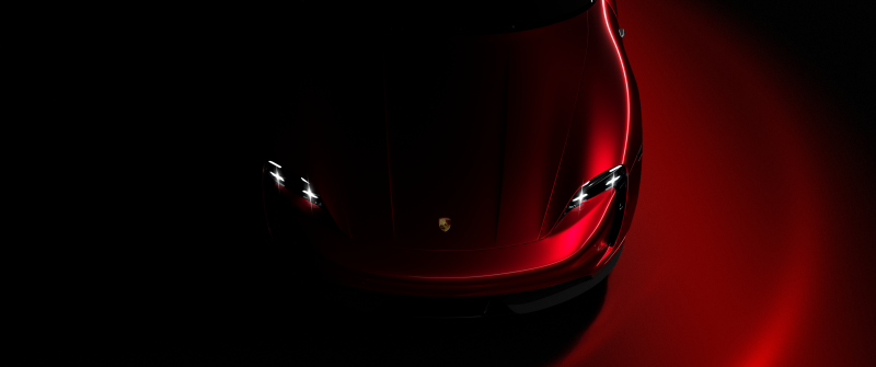 Porsche Taycan, Red aesthetic, Dark background, Dark red