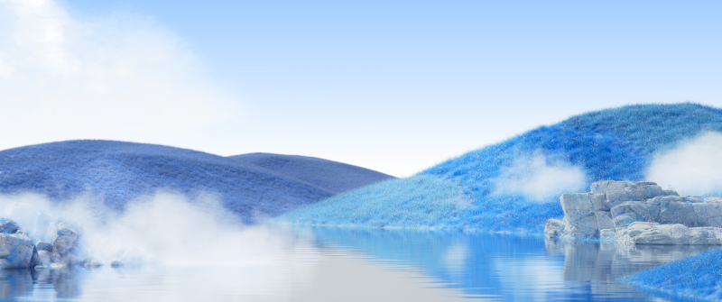 Landscape, Blue aesthetic, Daytime, Surrealism, Calm, Bright, Microsoft Design, Reflection