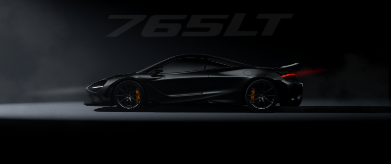 McLaren 765LT, Black cars, Dark background, Dark aesthetic, Supercars