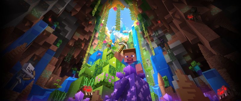 Minecraft: Bedrock Edition, Game Art, Minecraft, 5K, Colorful