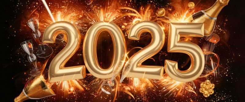 2025 New Year, Golden text, 5K