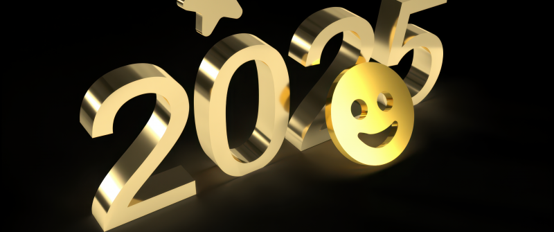 2025 New Year, Smiley, Dark aesthetic, Dark background