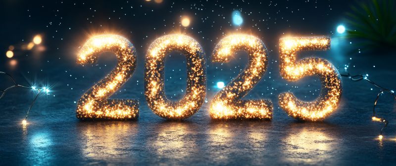 2025 New Year, Glitter letters, 5K, AI art