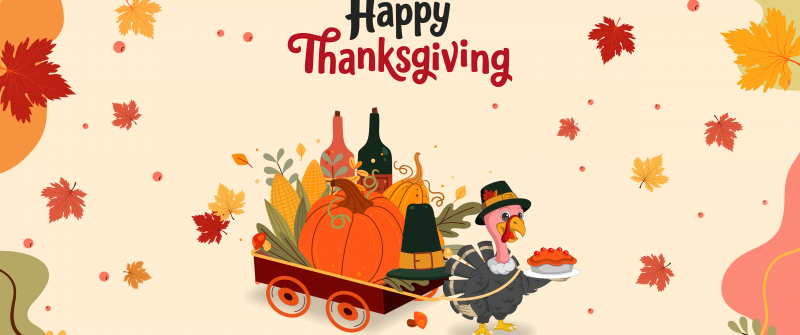 Happy Thanksgiving, Turkey, Illustration, 5K, Autumn background