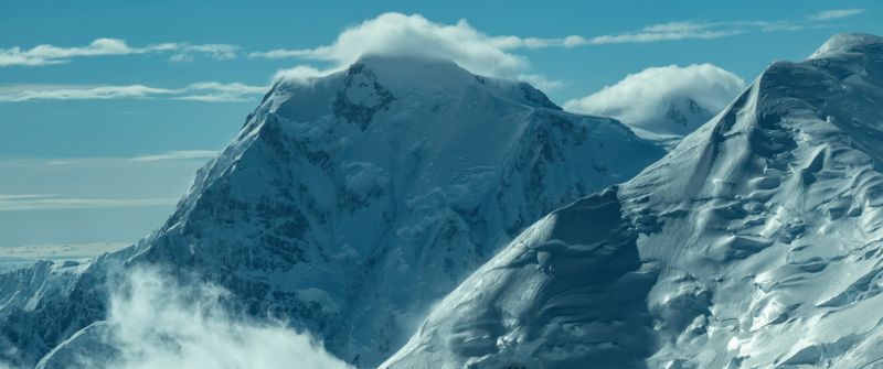 Snowcapped mountains, Scenery, Mountain Peak, Cold, Foggy, 5K