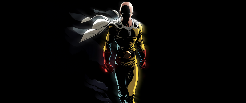 Saitama, Dark aesthetic, One Punch Man, 5K, AMOLED, Black background