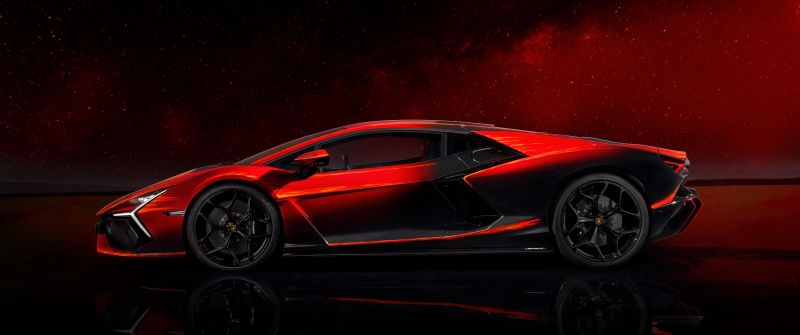 Lamborghini Revuelto Opera Unica, Red background, 8K, 5K