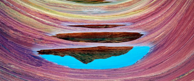 The Wave, Sandstone plateau, Rock formations, Colorful, Coyote Buttes, Arizona, 5K