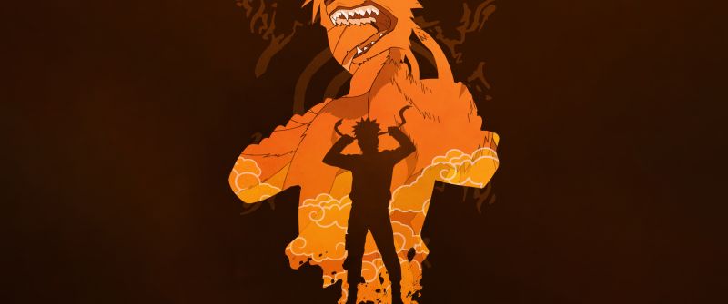 Naruto Uzumaki, Kuromi, Naruto Shippuden, Brown background, 5K