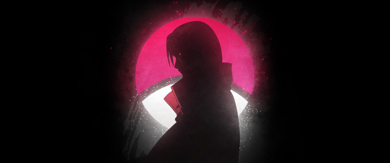 Itachi Uchiha, Glow in dark, Dark aesthetic, Silhouette, Naruto, 5K, Dark background