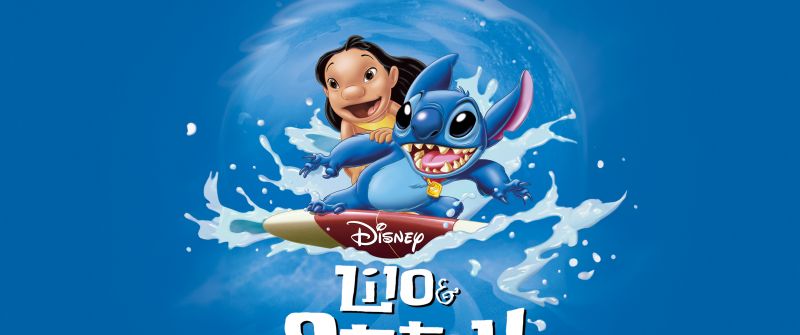 Lilo & Stitch, Movie poster, Blue background, 5K, Animation movies, Disney Animation