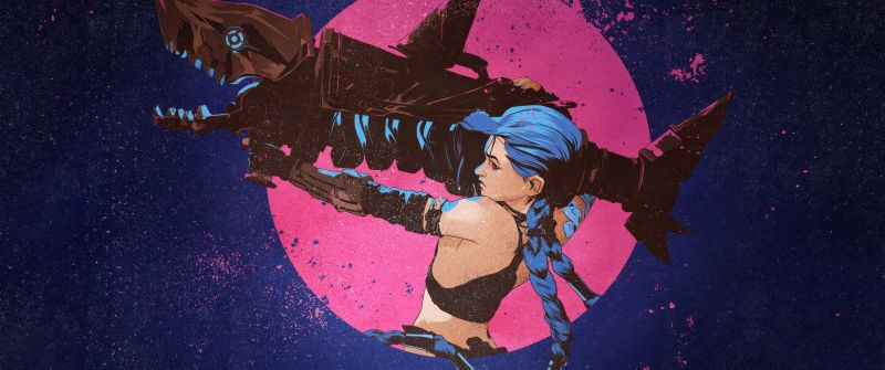 Jinx, Poster, Arcane: League of Legends, 5K, Dark blue