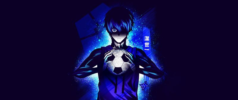 Yoichi Isagi, Blue aesthetic, Team Z, Anime series, Blue Lock, 5K, Dark blue