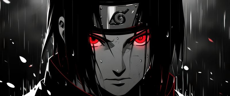 Itachi Uchiha, Dark aesthetic, Dark background, Monochrome, Naruto