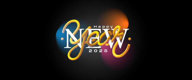 Happy New Year 2025, Dark background, 5K, 2025 New Year, Typography