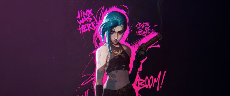 Jinx, Pink aesthetic, Arcane: League of Legends, 5K