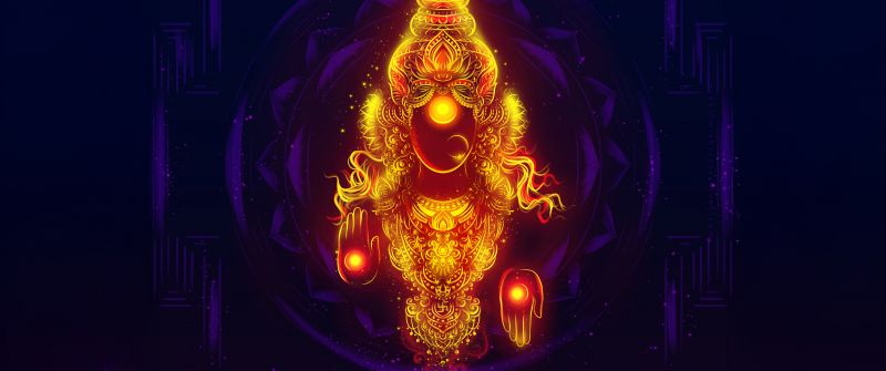 Goddess Lakshmi, Digital Art, Glowing, Hindu goddess, 5K