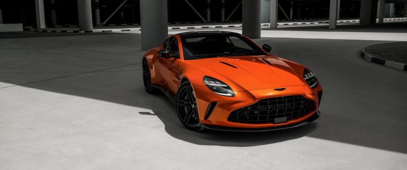 Aston Martin Vantage, V8 Twin Turbo Sportscar, 2025, 5K, 8K, Orange cars