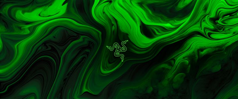 Razer, Green abstract, Green background, Abstract background