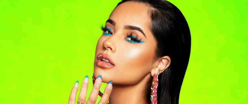 Becky G, Green background, American singer, 5K