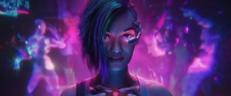 Neon, Judy Alvarez, Cyberpunk 2077, Pink aesthetic, 5K, Pink Heart, Love heart