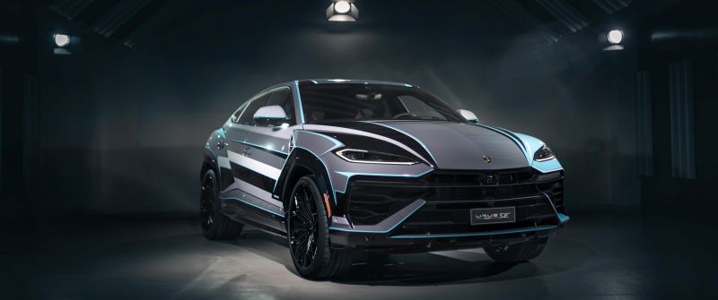 Lamborghini Urus SE, Dark background, 5K, Plug-in Hybrid SUV