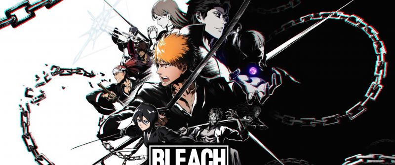 Bleach Rebirth of Souls, Key Art, 2025 Games, 5K, Black and White, Rukia Kuchiki, Ichigo Kurosaki, Sosuke Aizen