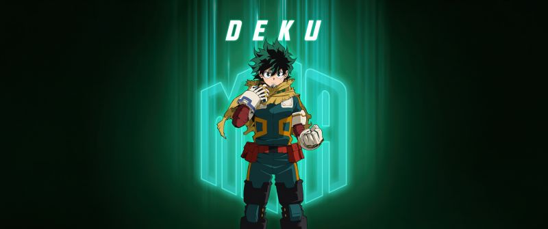 Izuku Midoriya (Deku), My Hero Academia, Season 7, 5K, Green background, 8K