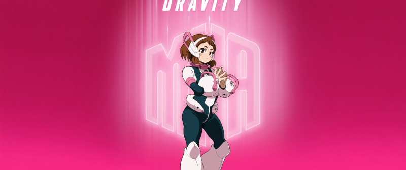 Ochaco Uraraka (Uravity), My Hero Academia, Season 7, 5K, Pink background, Ochaco Uraraka