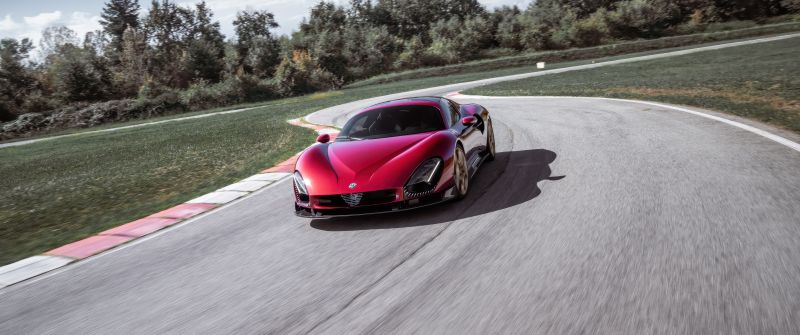 Alfa Romeo 33 Stradale, Race track, 5K, Racing cars, Red cars