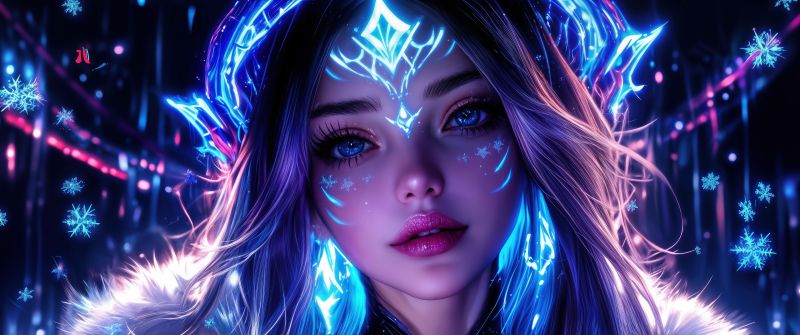 Dream girl, Neon art, Asian Girl, Anime girl, 5K, AI art