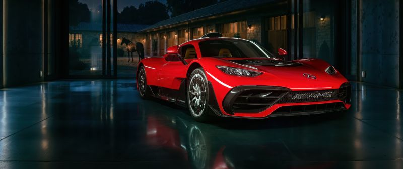 Mercedes-AMG ONE, Red cars, Plug-In Hybrid, Hybrid sports car, 5K