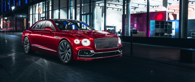 Bentley Flying Spur, Red cars, Night, Metropolitan