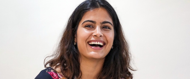 Manu Bhaker, 8K, 5K, Indian, White background, Smiling