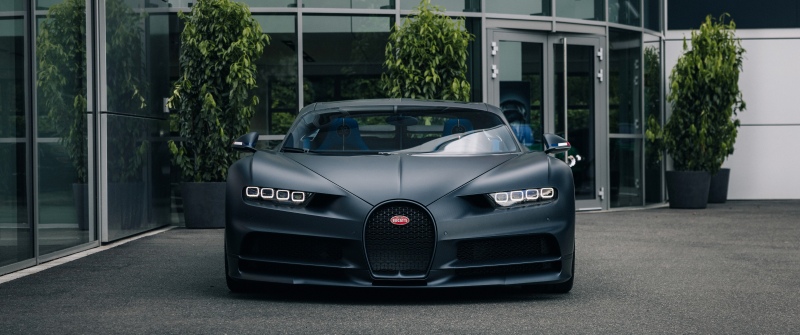 Matte black, Bugatti Chiron Sport, Sports cars, Urban