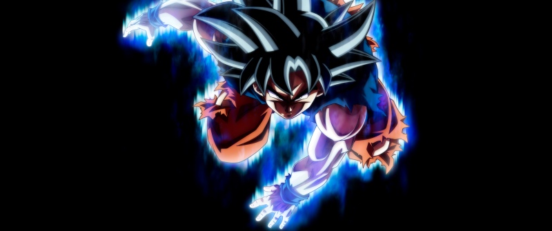 Ultra Instinct Goku, 12K, AMOLED, Dragon Ball Super, 5K, 8K, 10K, Black background