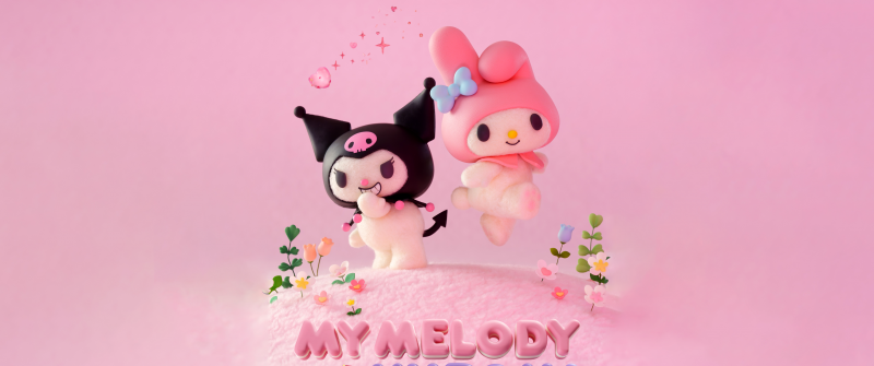 My Melody & Kuromi, Netflix series, Kuromi, My Melody, Pink aesthetic, Pink background, Baby pink, Pastel, Sanrio