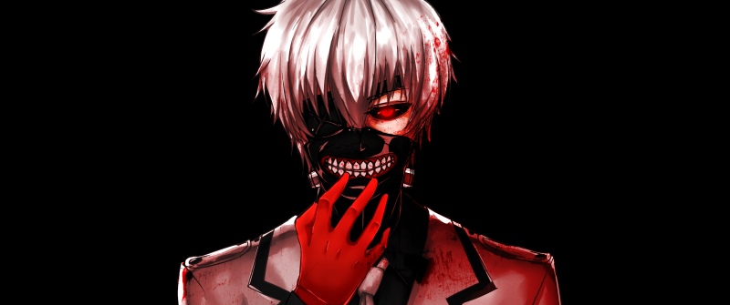 Ken Kaneki, Blood, AMOLED, Tokyo Ghoul, Black background