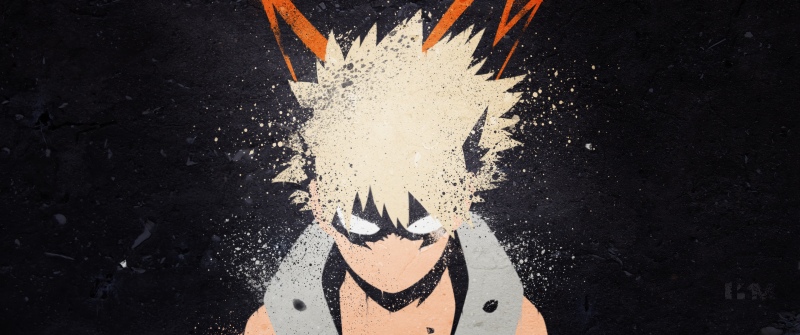 Katsuki Bakugo, Illustration, Dark background, My Hero Academia, 5K