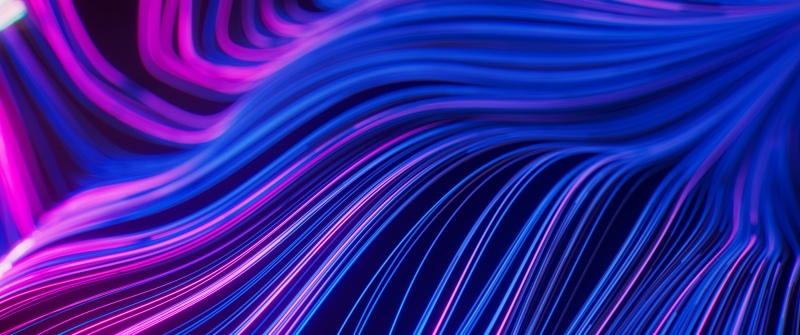 Cyberpunk, Abstract art, Glowing lines, Blue and Pink, Waves, Light trails, Neon Lights