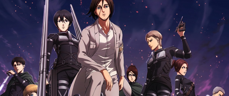 Attack on Titan, Character poster, Mikasa Ackerman, Eren Yeager, Levi Ackerman, Hange Zoe, Armin Arlert, Final season