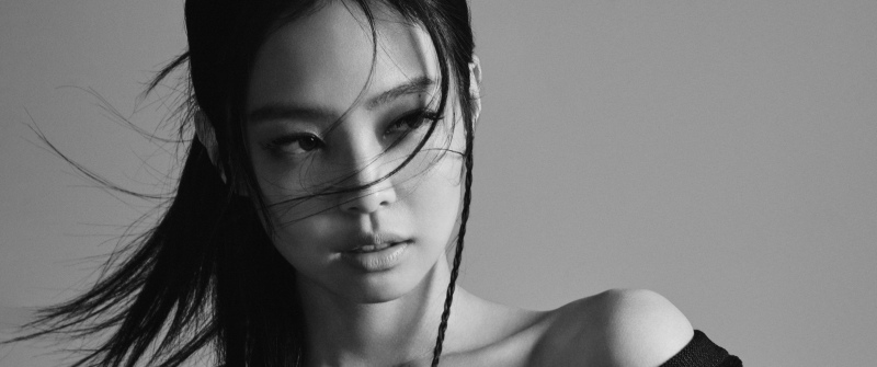 Jennie, Black and White, Photoshoot, 5K, Grey background, South Korean Singer, Monochrome, Elle Magazine