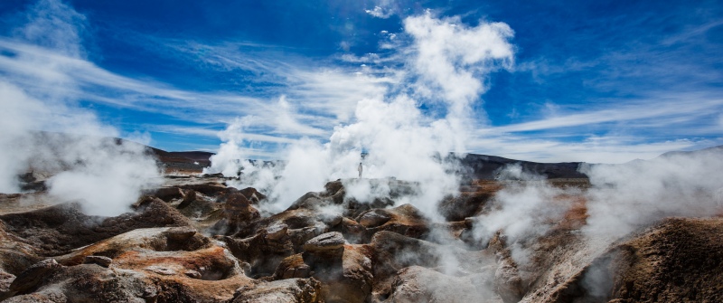 Sol de Manana, Geothermal field, Bolivia, Volcanic, Sunny day, 5K