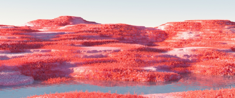 Infrared, Landscape, 5K, Infrared vision, Daylight, Red aesthetic