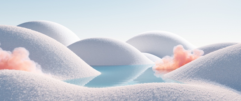 CGI, Landscape, 5K, White aesthetic, Infrared vision, Daylight, Body of Water